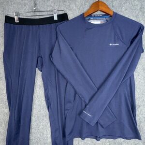 Columbia Thermal Underwear Set Women S/P Blue Top & Bottom Omni Heat Tights